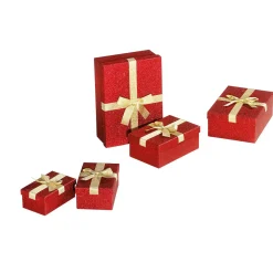 DecoWoerner Cajas De Regalo>Conjunto De Cajas De Regalo Rojas, 5 Piezas