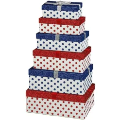 DecoWoerner Cajas De Regalo>Conjunto De Cajas De Regalo Blanco/rojo/azul, 6 Piezas