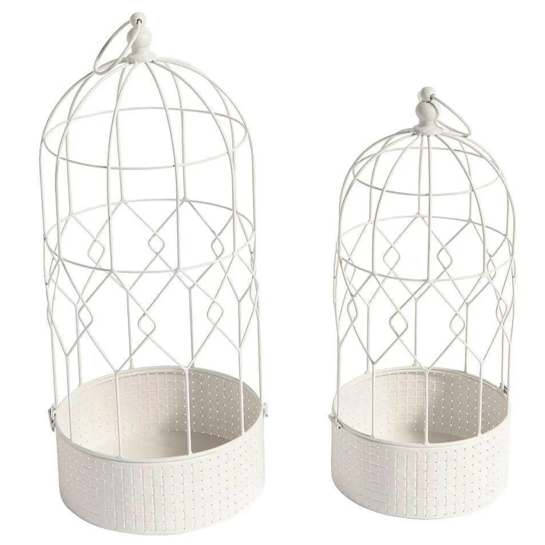 DecoWoerner Decoración De Primavera>Conjunto De Jaulas Para Pájaros Decorativas Blancas, Redondas