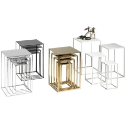 DecoWoerner Expositores Para Tiendas>Conjunto De Mesas De Metal 4 Piezas