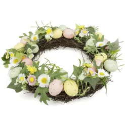DecoWoerner Decoración De Pascua>Corona Artificial De Huevos De Pascua En Colores Pastel 32 Cm Ø