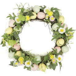 DecoWoerner Decoración De Pascua>Corona Artificial De Huevos De Pascua En Colores Pastel 32 Cm Ø