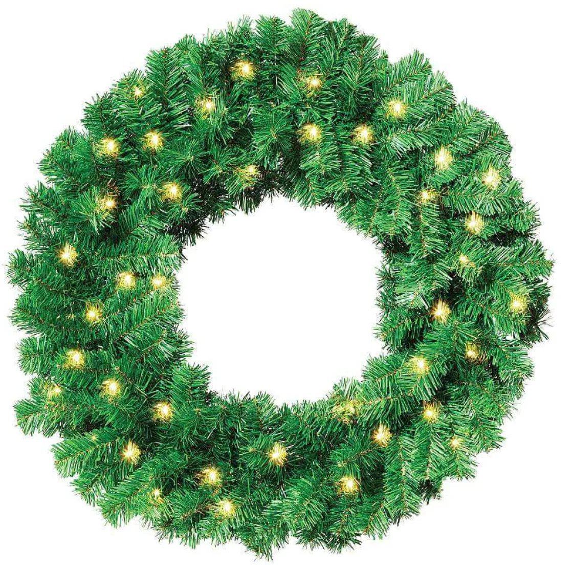 DecoWoerner Decoración Navideña Xxl|Coronas De Navidad>Corona De Abeto Basic, LED, Ø 80 Cm, Carácter Tridimensional