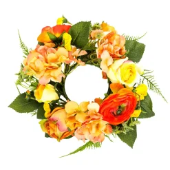 DecoWoerner Decoración De Primavera|Ramos Y Coronas De Flores>Corona De Flores De Hortensia Artificial 30 Cm Ø