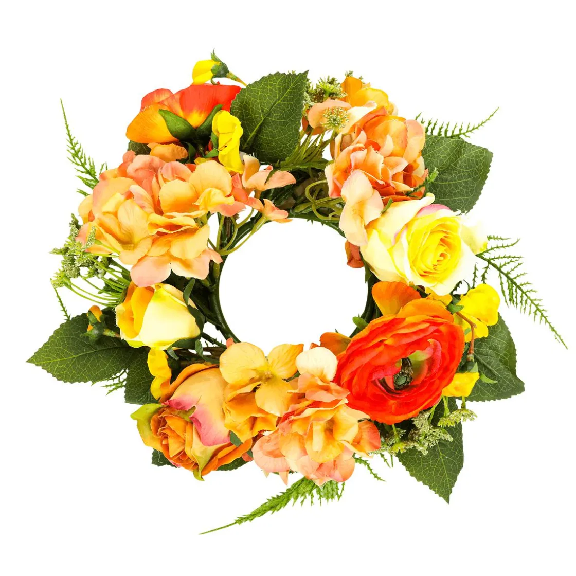 DecoWoerner Decoración De Primavera|Ramos Y Coronas De Flores>Corona De Flores De Hortensia Artificial 30 Cm Ø