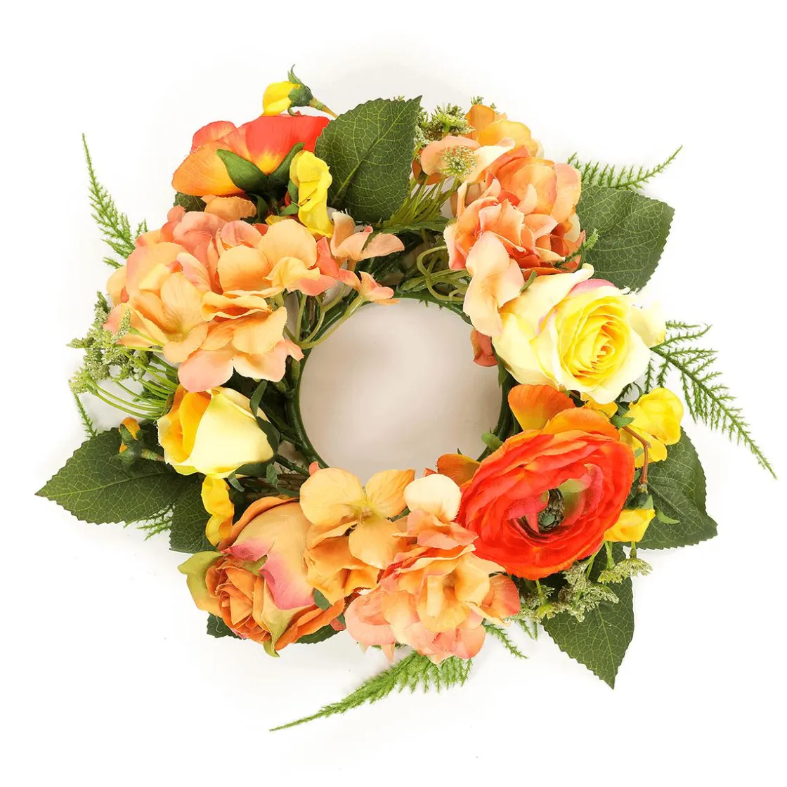 DecoWoerner Decoración De Primavera|Ramos Y Coronas De Flores>Corona De Flores De Hortensia Artificial 30 Cm Ø