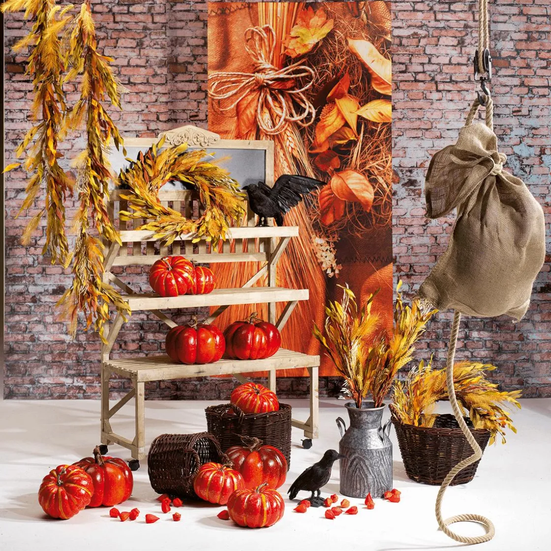 DecoWoerner Decoración De Otoño|Ramos Y Coronas De Flores>Corona De Puerta Otoño, Ø 63 Cm