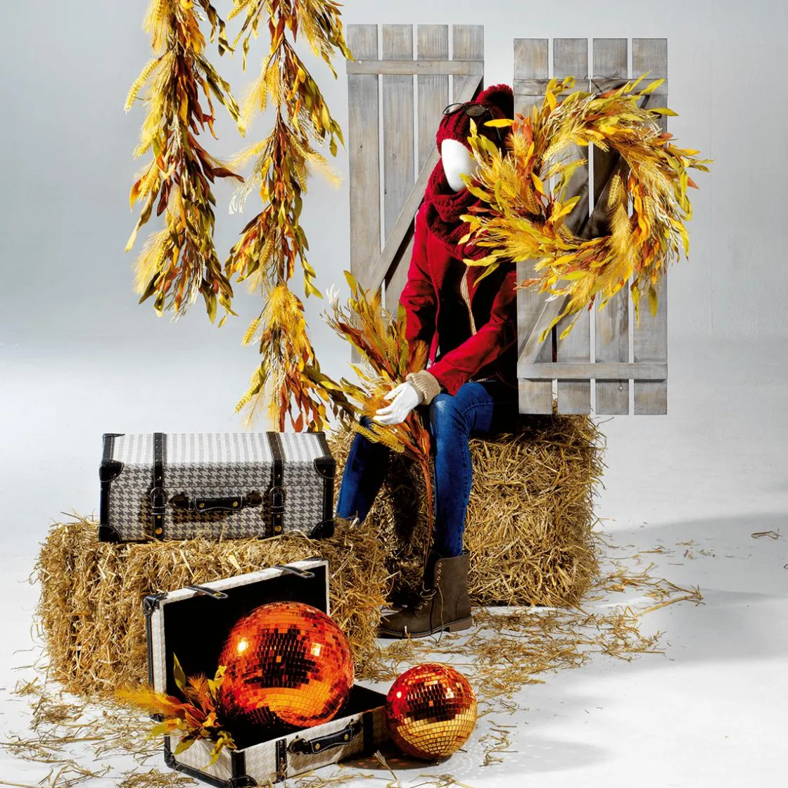 DecoWoerner Decoración De Otoño|Ramos Y Coronas De Flores>Corona De Puerta Otoño, Ø 63 Cm