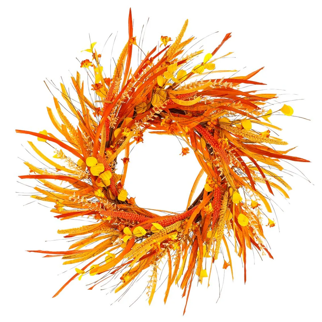 DecoWoerner Decoración De Otoño|Ramos Y Coronas De Flores>Corona Decorativa Otoñal XL "Autumn Mix" Ø 55 Cm Amarillo