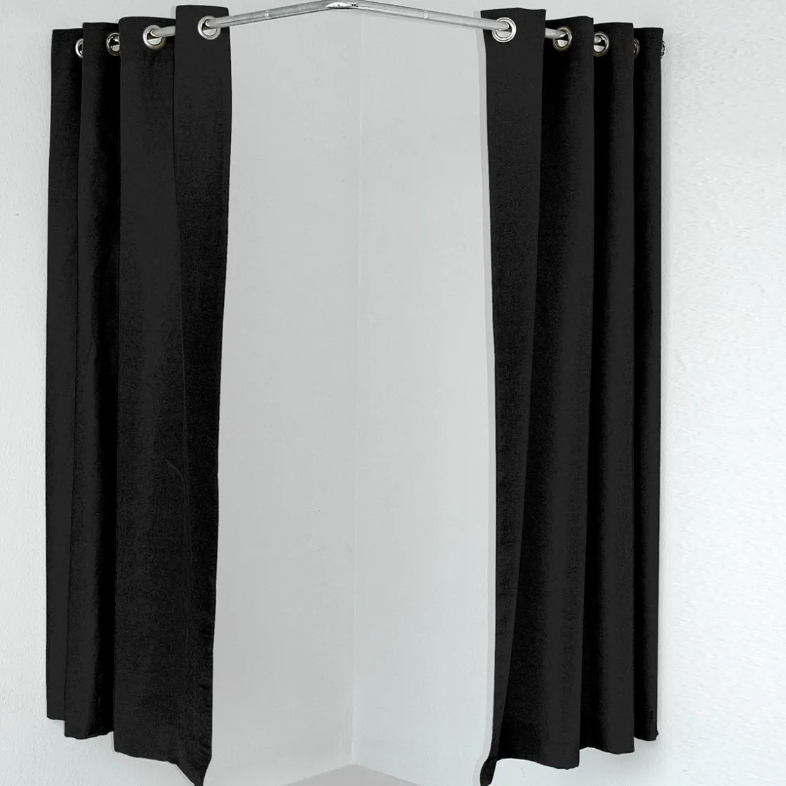 DecoWoerner Probadores Y Cortinas>Cortina De Esquina Para Cubículos, 200 Cm De Largo, Negra