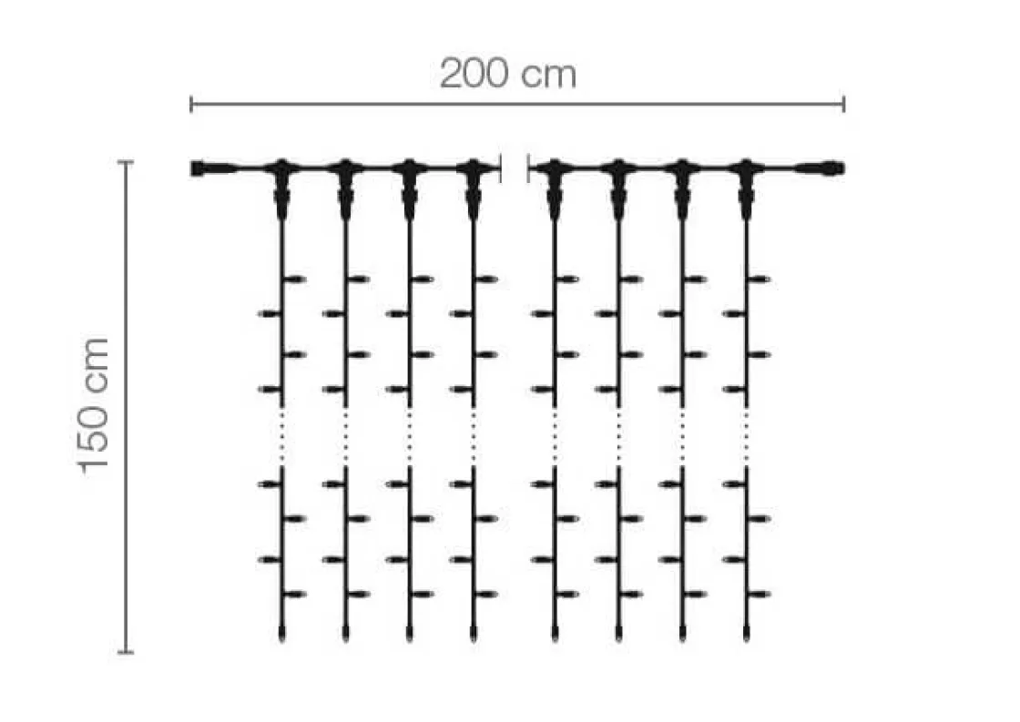 DecoWoerner Luces De Navidad>Cortina De Luces LED Para Uso Profesional Sistema IP67, 300 LED, 150 X 200 Cm, Sin Cable