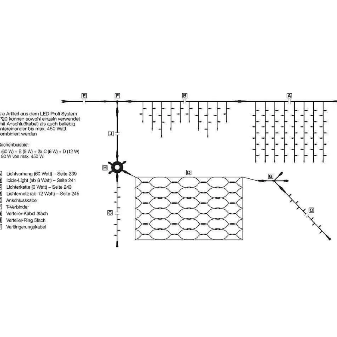 DecoWoerner Luces De Navidad>Cortina De Luces LED Para Uso Profesional Sistema IP20, 600 LED, 300 X 200 Cm, Sin Cable