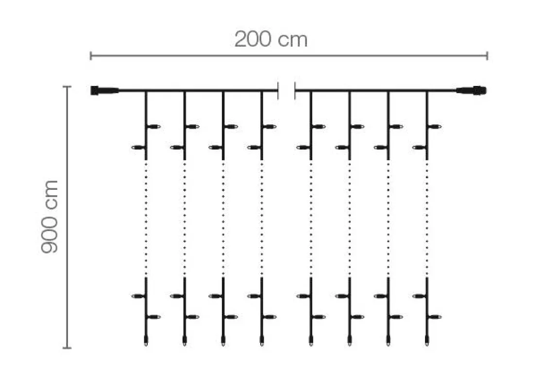 DecoWoerner Luces De Navidad>Cortina De Luces LED Para Uso Profesional Sistema IP20, 1800 LED, 900 X 200 Cm, Sin Cable
