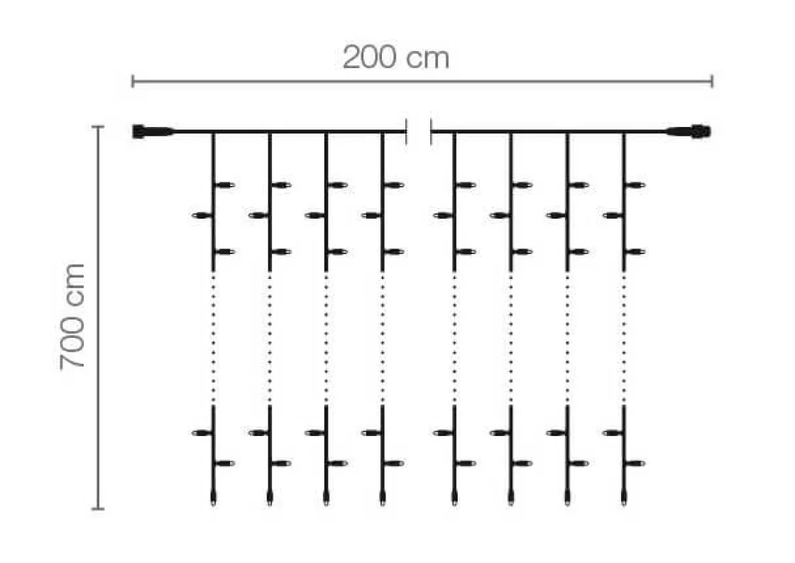 DecoWoerner Luces De Navidad>Cortina De Luces LED Para Uso Profesional Sistema IP20, 1400 LED, 700 X 200 Cm, Sin Cable