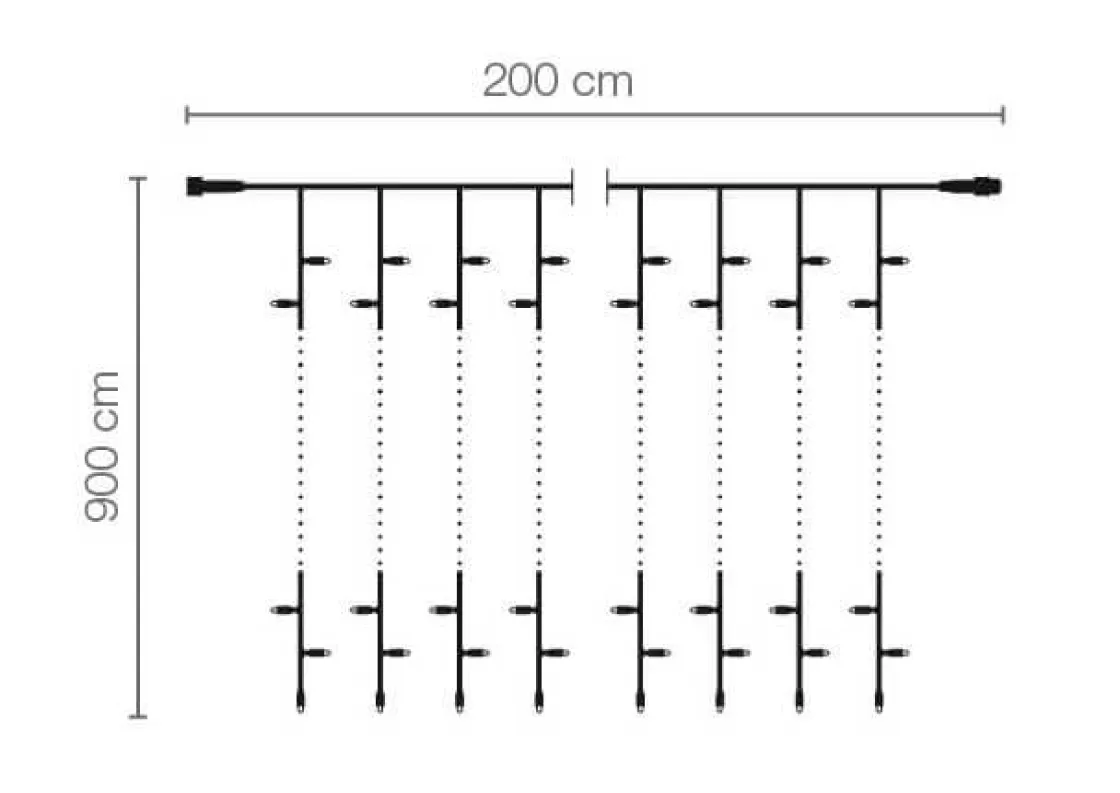 DecoWoerner Luces De Navidad>Cortina De Luces LED Para Uso Profesional Sistema IP20, 1800 LED, 900 X 200 Cm, Sin Cable