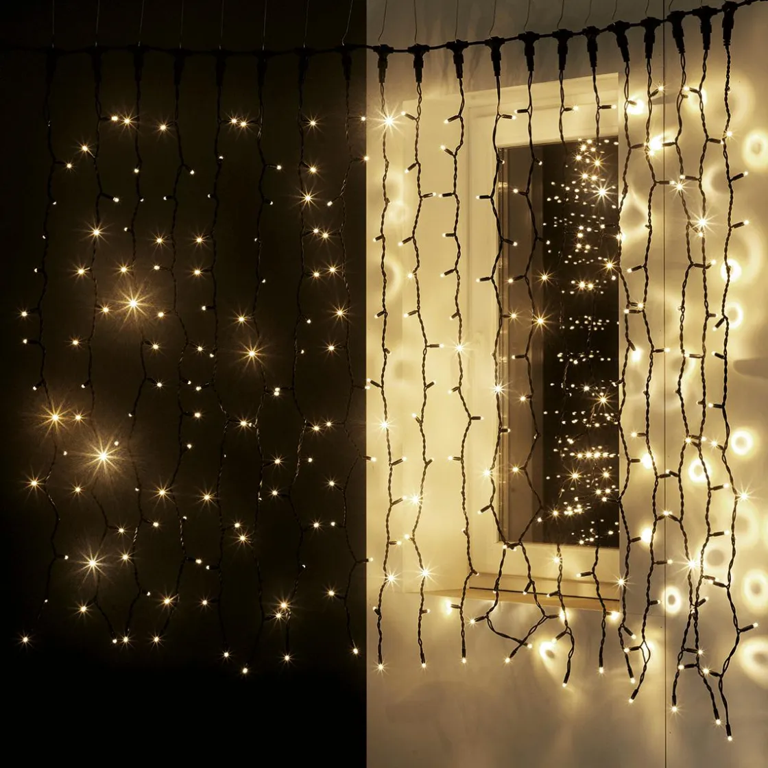 DecoWoerner Luces De Navidad>Cortina De Luces LED Parpadeante Para Uso Profesional Sistema IP67, 300 LED, 150 X 200 Cm
