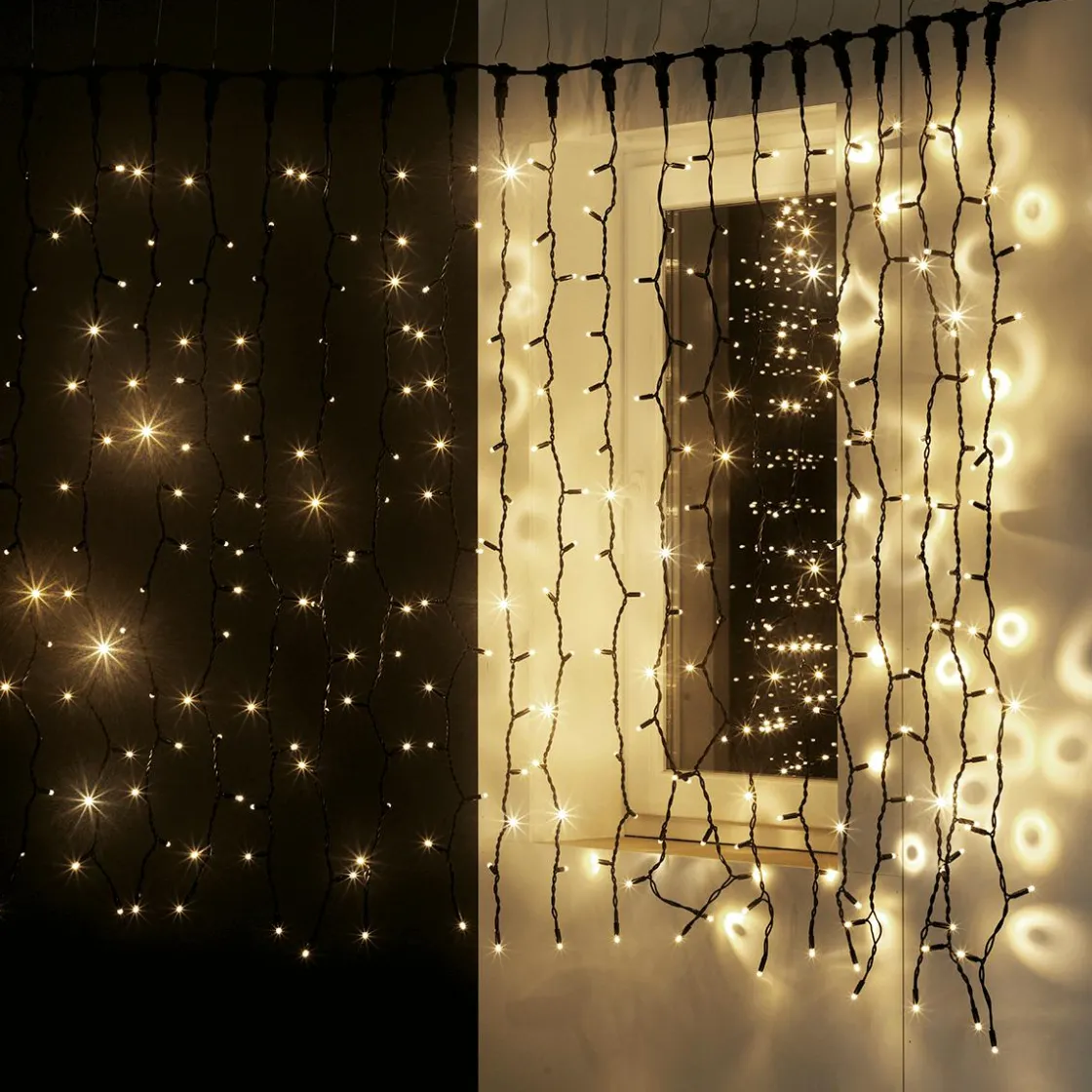 DecoWoerner Luces De Navidad>Cortina De Luces LED Parpadeante Para Uso Profesional Sistema IP67, 600 LED, 300 X 200 Cm