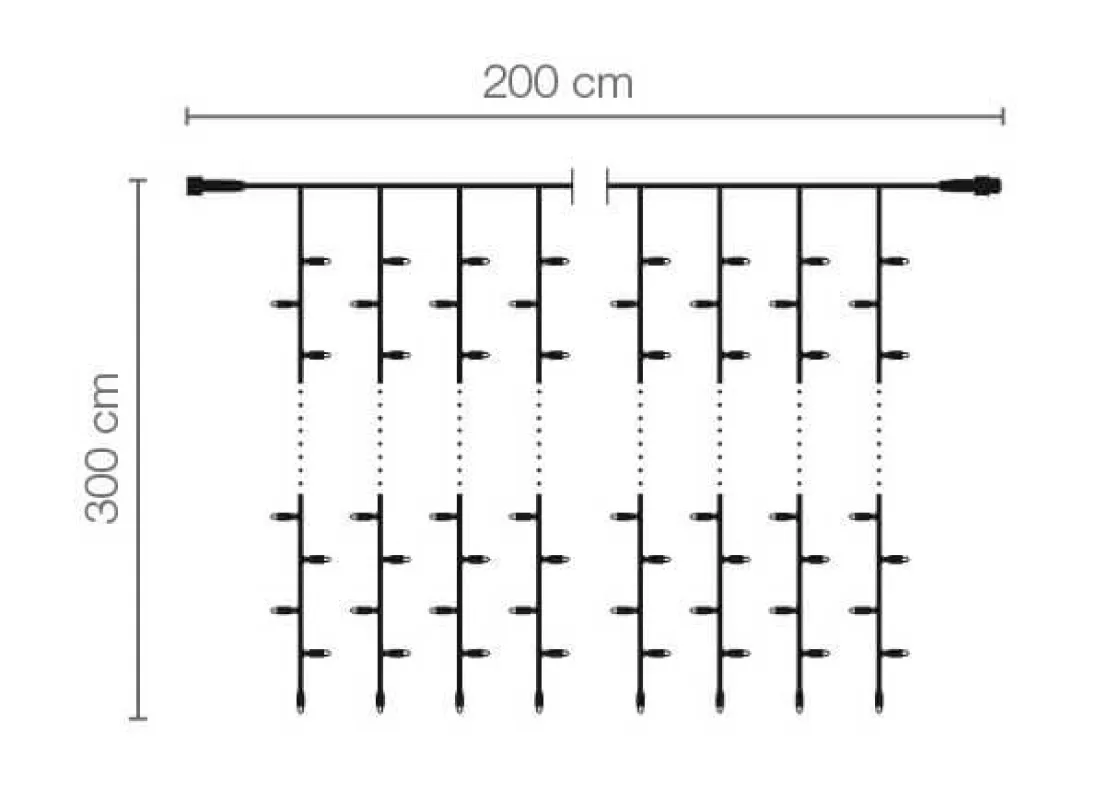 DecoWoerner Luces De Navidad>Cortina De Luces LED Parpadeante Para Uso Profesional Sistema IP67, 600 LED, 300 X 200 Cm