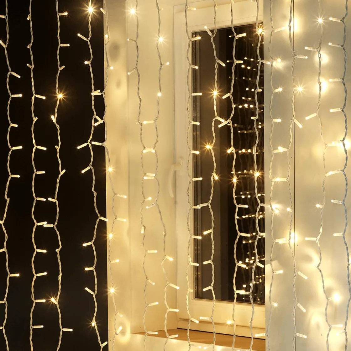 DecoWoerner Luces De Navidad>Cortina De Luces LED Parpadeante Para Uso Profesional Sistema IP67, 600 LED, 300 X 200 Cm