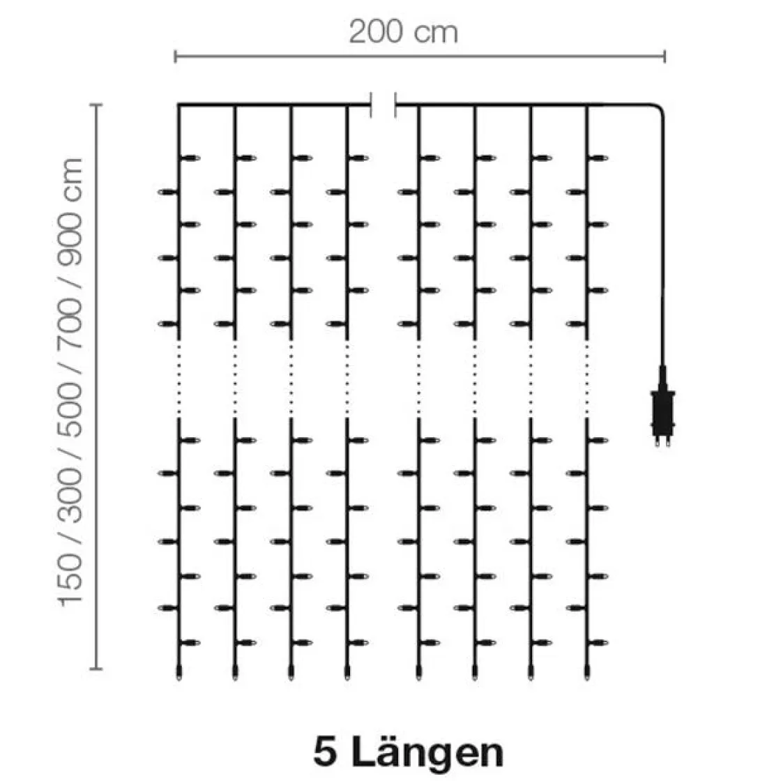 DecoWoerner Luces De Navidad>Cortina De Luces LED 24V Para Exteriores, 900 LED, 500 X 200 Cm