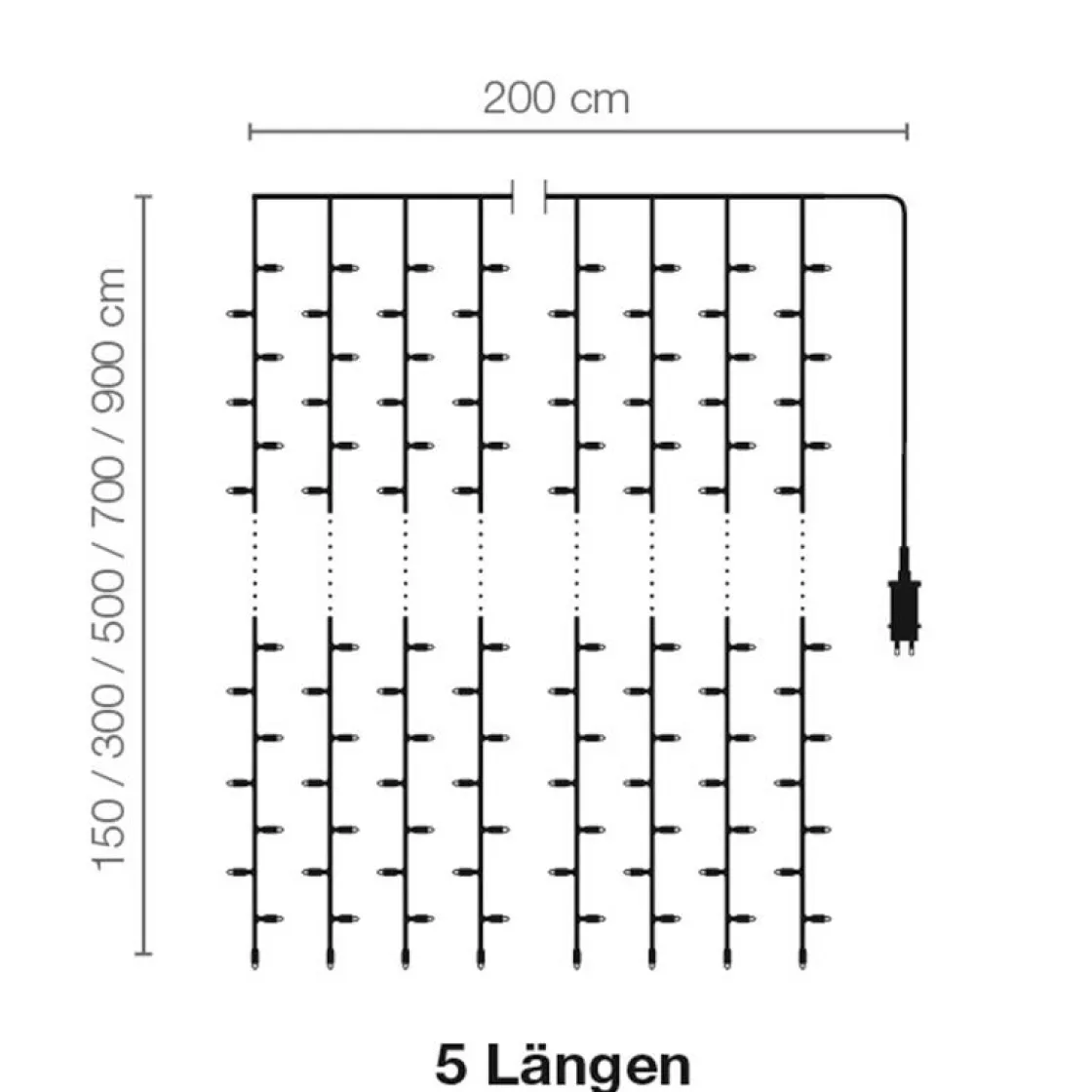 DecoWoerner Luces De Navidad>Cortina De Luces LED 24V Para Exteriores, 1160 LED, 700 X 200 Cm