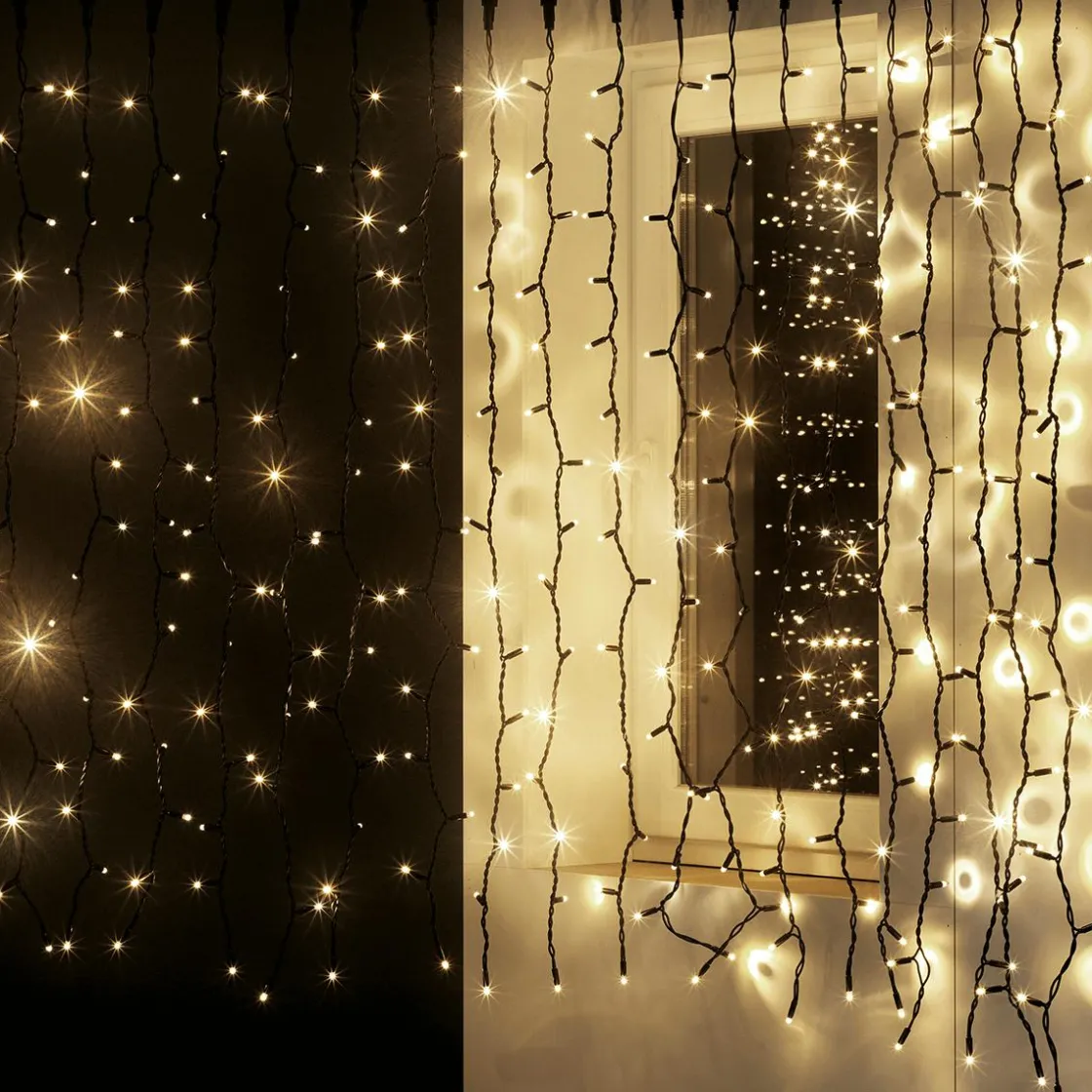 DecoWoerner Luces De Navidad>Cortina De Luz 200 X 80 Cm 160 LED IP44, Negra