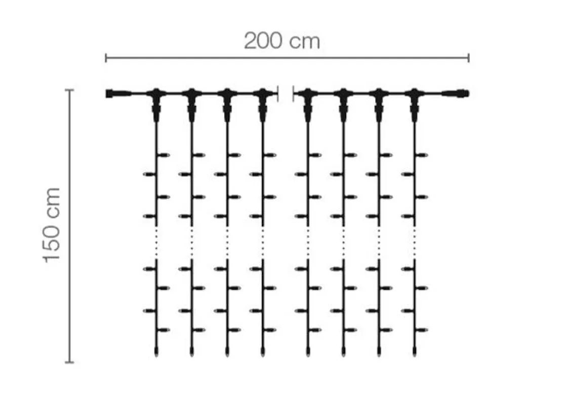 DecoWoerner Luces De Navidad>Cortina De Luz 200 X 80 Cm 160 LED IP44, Negra