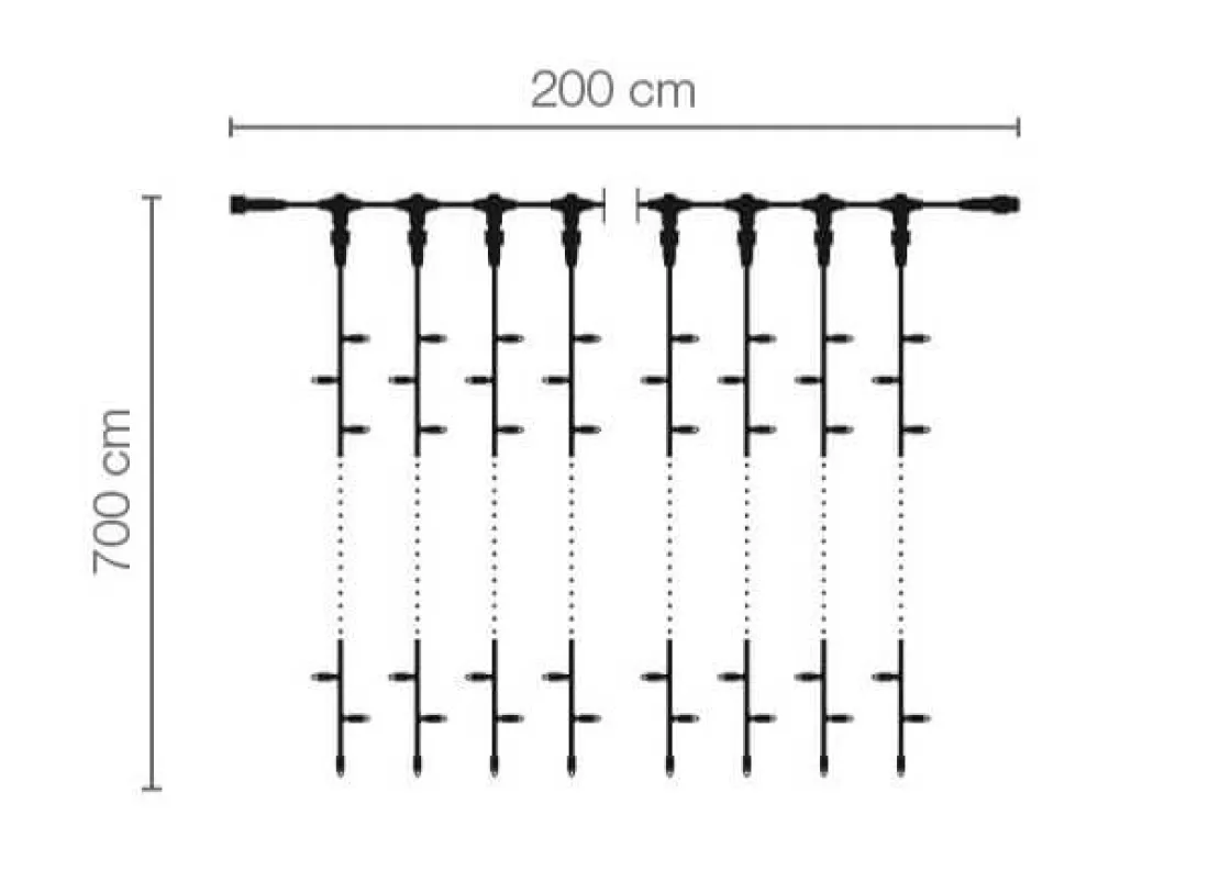 DecoWoerner Luces De Navidad>Cortina De Luz LED Profesional IP67, 700 Cm Sin Cable De Alimentación, Blanca