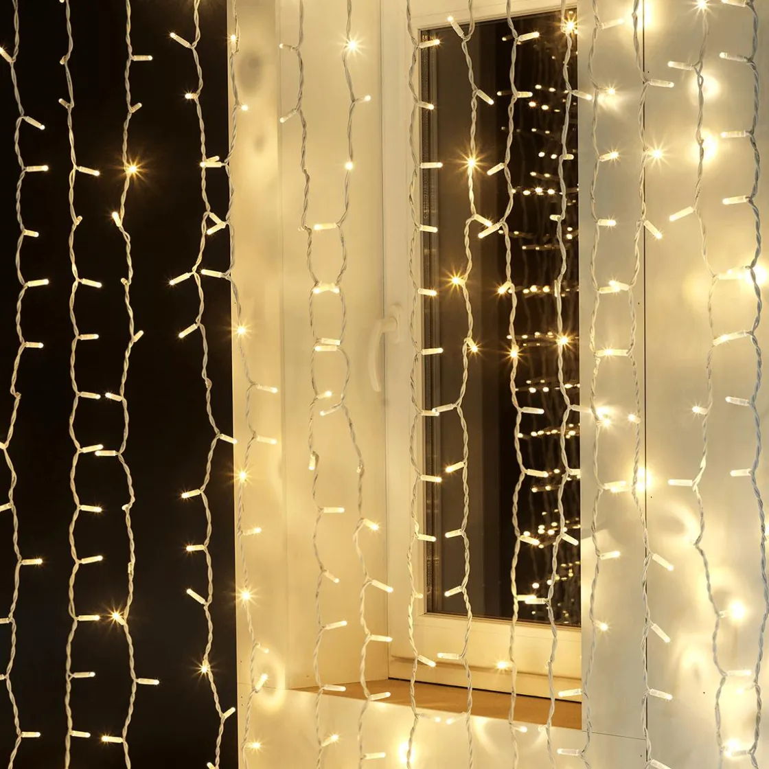 DecoWoerner Luces De Navidad>Cortina De Luz LED Profesional IP67, 900 Cm Sin Cable De Alimentación, Blanca