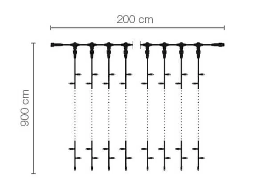 DecoWoerner Luces De Navidad>Cortina De Luz LED Profesional IP67, 900 Cm Sin Cable De Alimentación, Blanca