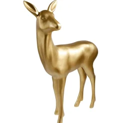 DecoWoerner Decoración De Animales|Decoración De Otoño>Corzo Decorativo, De Pie Altura 115 Cm, Color Dorado Metalizado