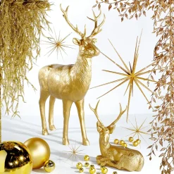 DecoWoerner Decoración De Animales|Decoración De Otoño>Corzo Macho Decorativo, Longitud: 70 Cm