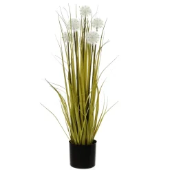 DecoWoerner Hierba Decorativa>Césped Artificial Con Dientes De León En Maceta Negra 85 Cm