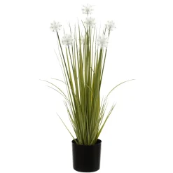 DecoWoerner Decoración De Verano|Decoración De Primavera>Césped Artificial Con Dientes De León En Maceta Negra 70 Cm