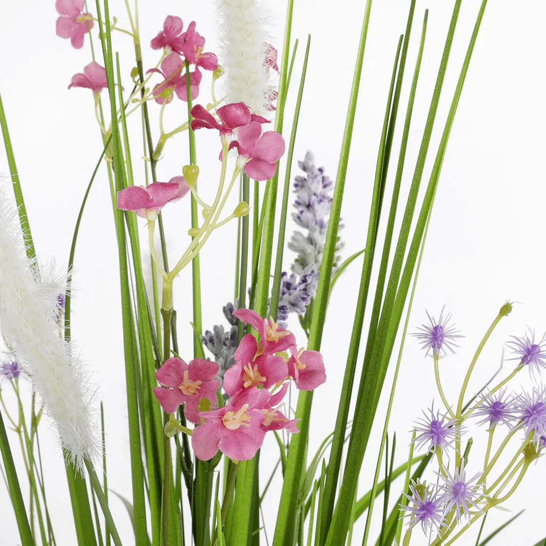 DecoWoerner Decoración De Primavera|Hierba Decorativa>Césped Artificial Decorativo Con Flores s 65 Cm