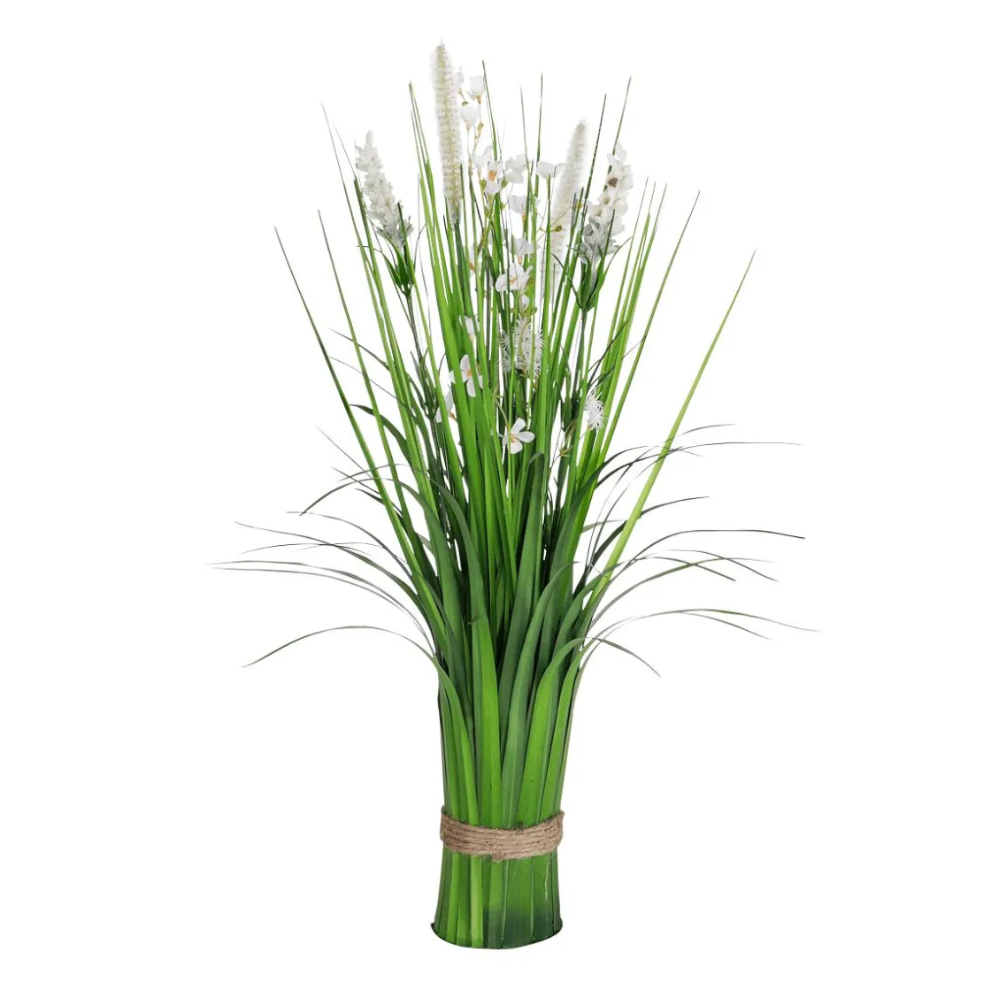 DecoWoerner Decoración De Primavera|Hierba Decorativa>Césped Artificial Decorativo Con Flores Blancas 48 Cm