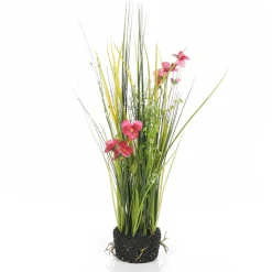 DecoWoerner Hierba Decorativa|Flores Artificiales>Césped Decorativo Con Pensamientos 48 Cm