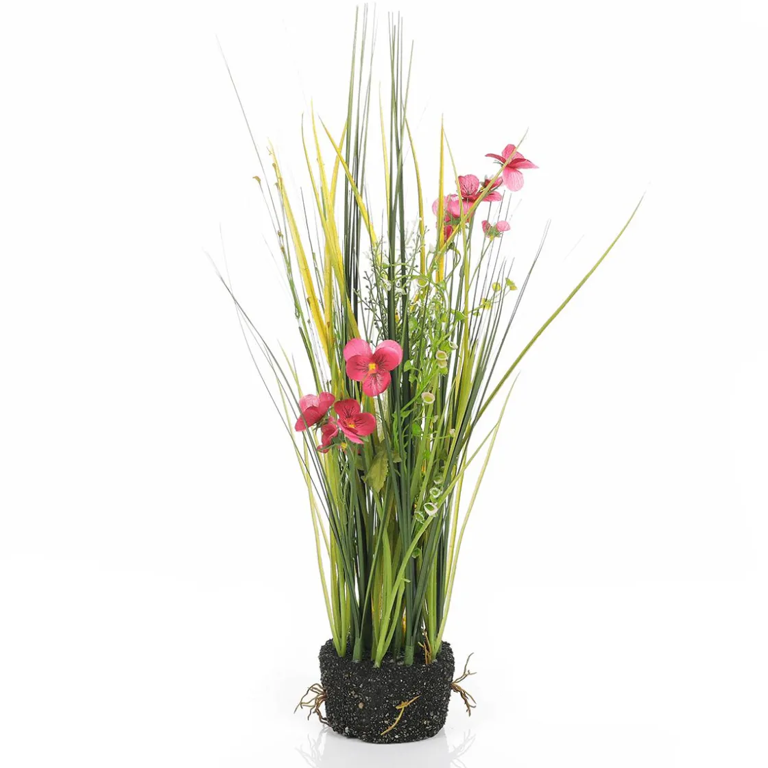 DecoWoerner Hierba Decorativa|Flores Artificiales>Césped Decorativo Con Pensamientos 48 Cm