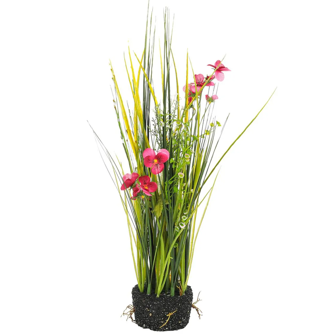 DecoWoerner Hierba Decorativa|Flores Artificiales>Césped Decorativo Con Pensamientos 48 Cm