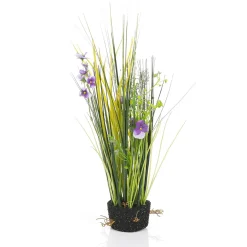 DecoWoerner Hierba Decorativa|Flores Artificiales>Césped Decorativo Con Pensamientos 48 Cm Púrpura