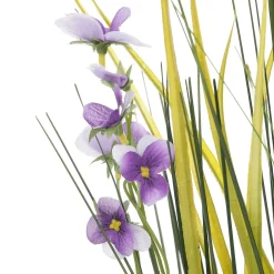 DecoWoerner Hierba Decorativa|Flores Artificiales>Césped Decorativo Con Pensamientos 48 Cm Púrpura