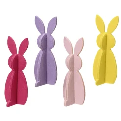 DecoWoerner Decoración De Pascua>Cuatro Conejitos De Fieltro En Cuatro Colores
