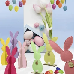 DecoWoerner Decoración De Pascua>Cuatro Conejitos De Fieltro En Cuatro Colores