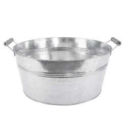 DecoWoerner Decoración De Verano|Decoración De Primavera>Cubeta De Zinc Con Asas De Madera 35 Cm