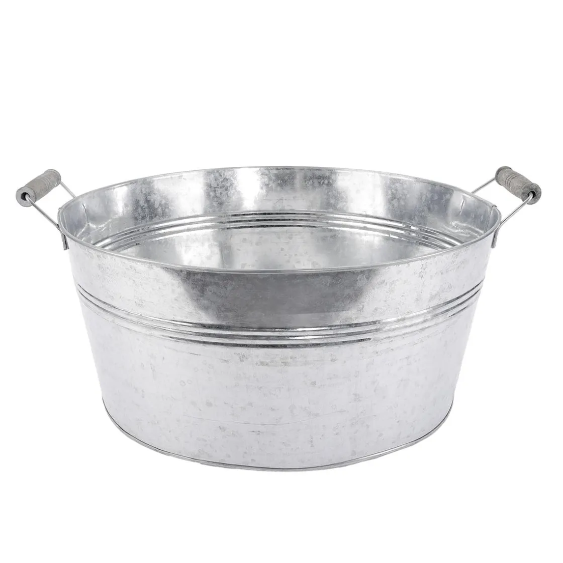 DecoWoerner Decoración De Verano|Decoración De Primavera>Cubeta De Zinc Con Asas De Madera 35 Cm