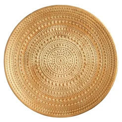 DecoWoerner Decoración Natural>Cuenco Decorativo De Madera Lacado En Oro Ø 49 Cm Con Adornos