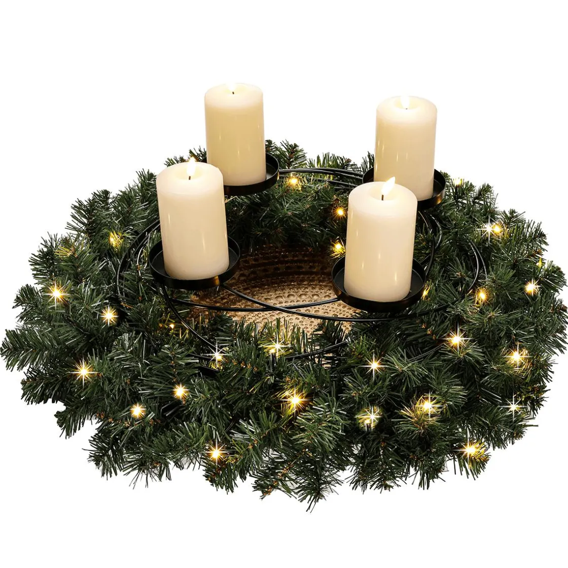 DecoWoerner Decoración Natural>Cuenco Decorativo De Madera Lacado En Oro Ø 49 Cm Con Adornos