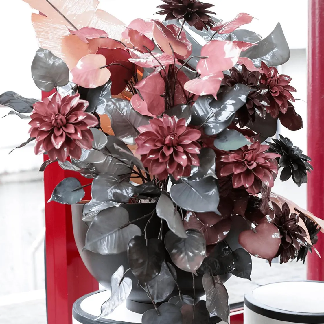 DecoWoerner Decoración De Otoño|Flores Artificiales>Dalia Artificial 56 Cm Gris
