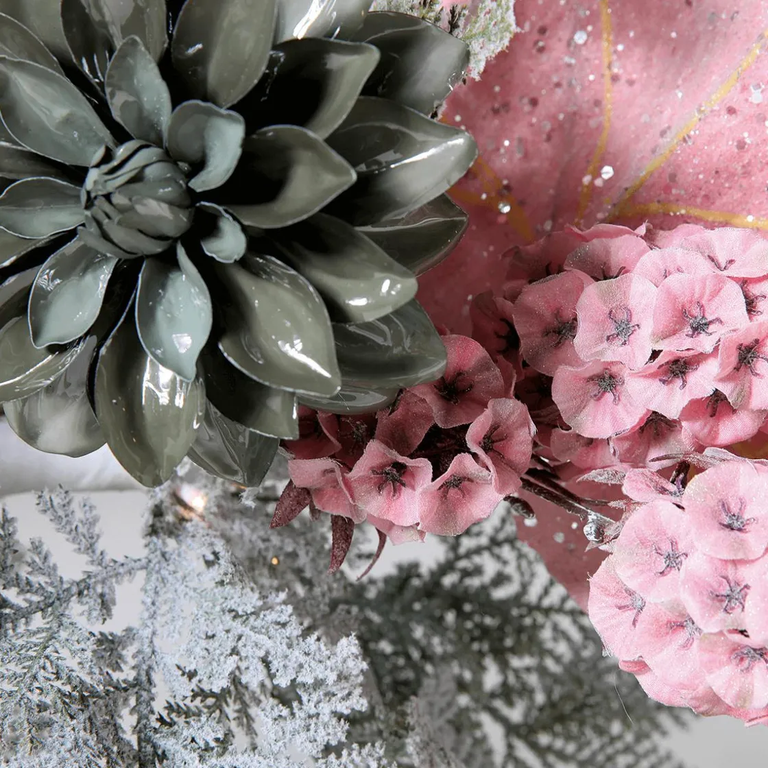 DecoWoerner Decoración De Otoño|Flores Artificiales>Dalia Artificial 56 Cm Gris