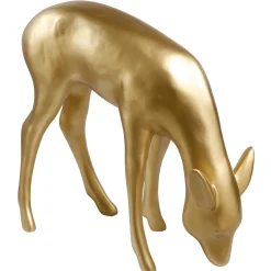 DecoWoerner Decoración De Animales|Decoración De Otoño>Deco Ciervo Comer 75 Cm De Alto, Dorado Metálico